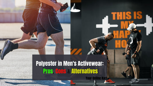 "Man wearing polyester activewear during outdoor run."