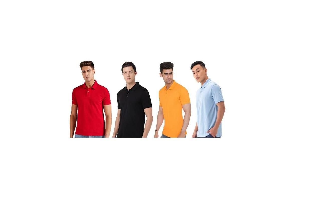 Matty Solid  Half Sleeves Polo Neck Mens T-Shirt - Pack of 4